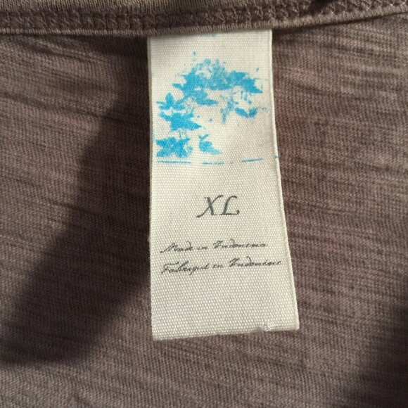 Women's Avec Sequins Blouse Top Scoop Neck Half Sleeve XL Cotton Brown - Picture 3 of 8